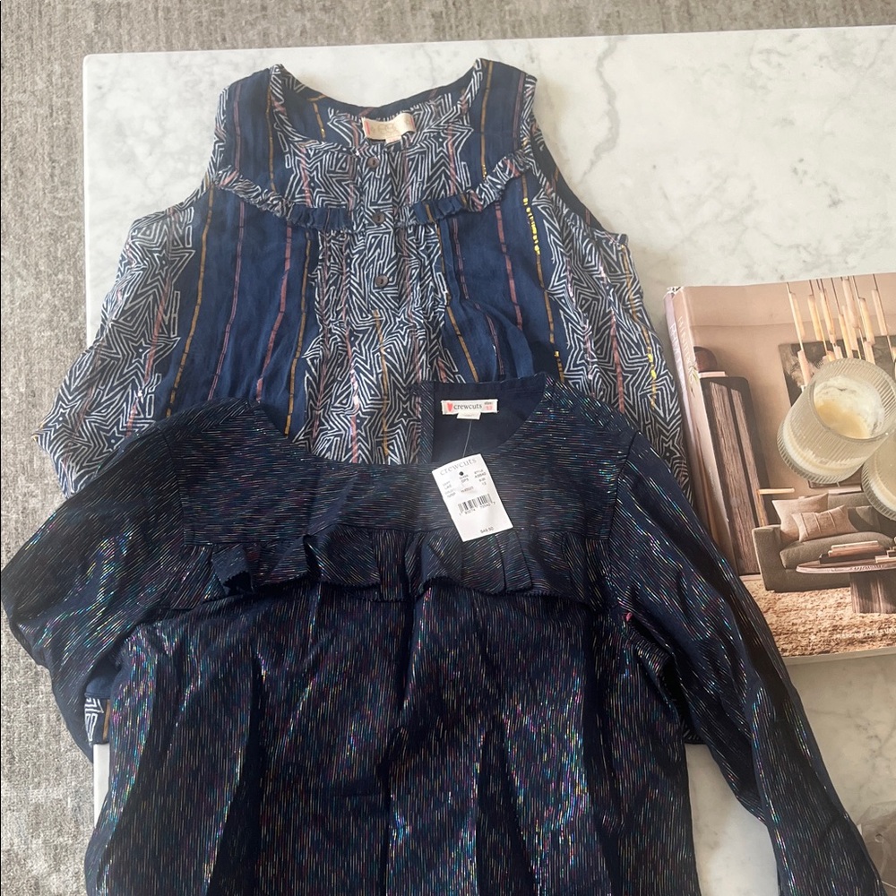 Crewcuts Girls Navy Multicolor Patterned Tops size 12 and 14y